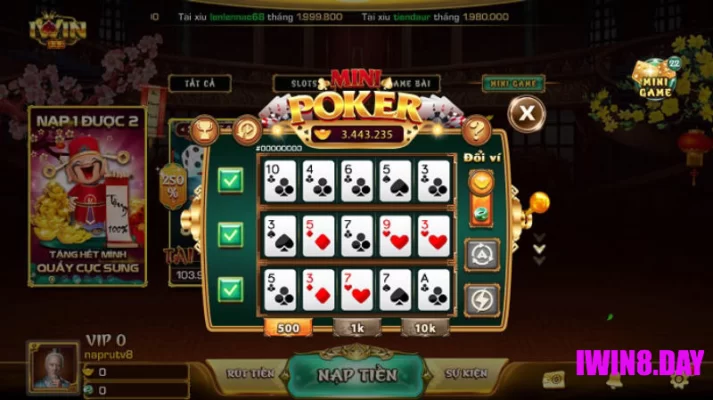 Các chiến thuật chơi Mini Poker Iwin chắc thắng